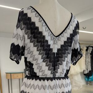 Lily Rose Black and White Chevron Midi Dress